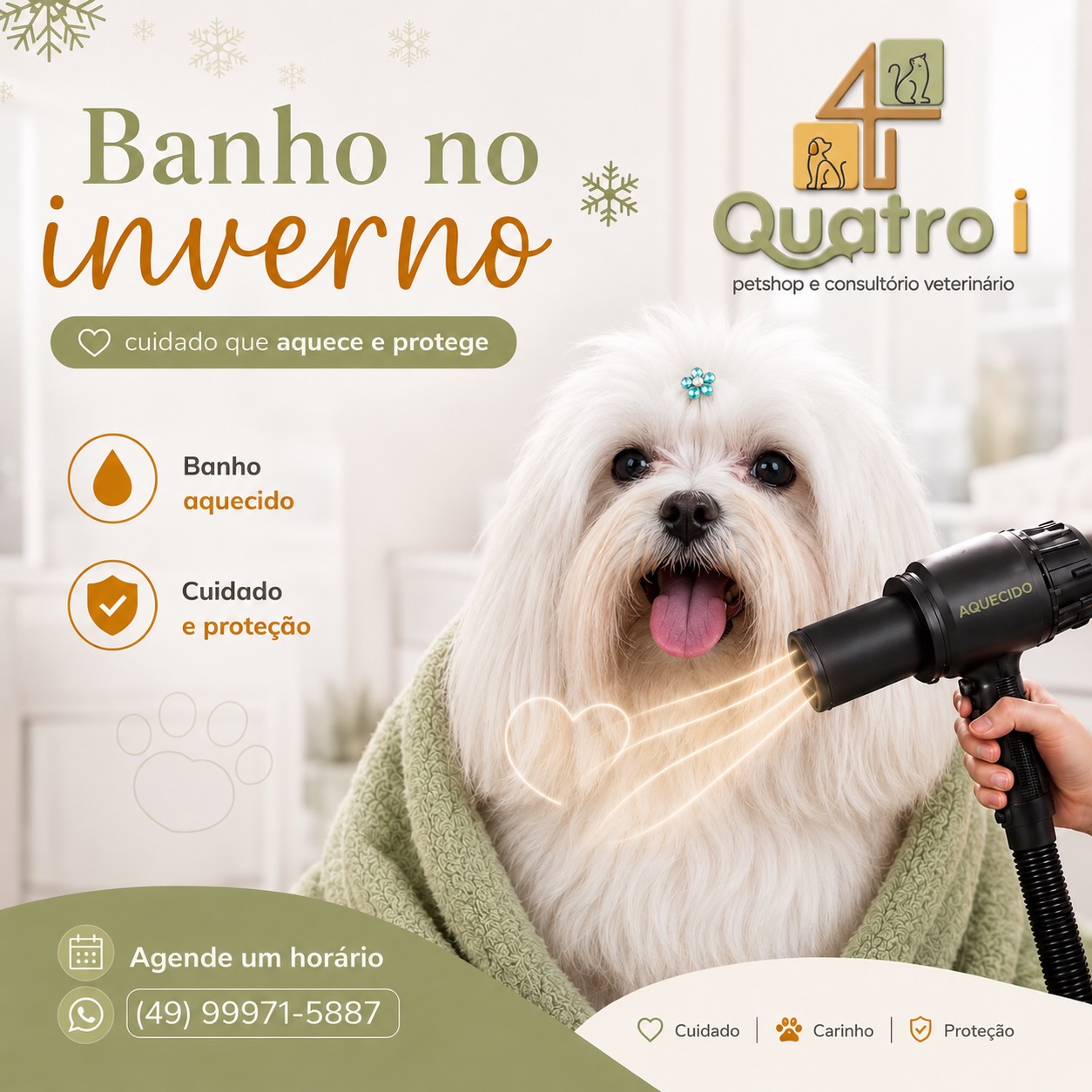 Pet recebendo banho com carinho no Petshop 4i